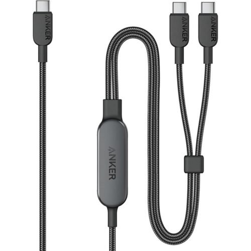 Anker 2-in-1 USB-C to USB-C Cable (4ft, 140W, Braided) – A8895H11 – Black