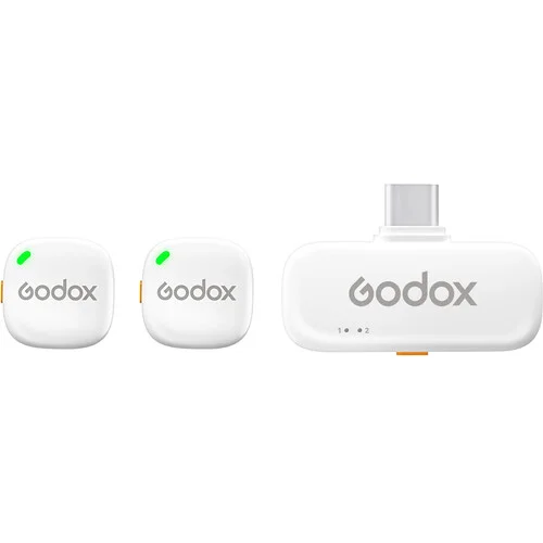 Godox C01 2-Person Wireless Microphone System with USB-C Connector for Mobile Devices (2.4 GHz, White)