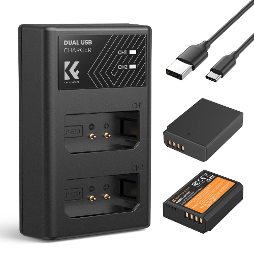 K&F Concept LP-E10 Battery and Charger Set with Dual Slot Charger