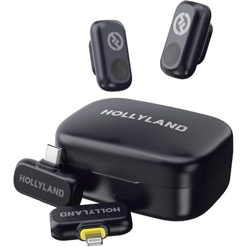 Hollyland LARK A1 Combo 2-Person Wireless Microphone System with USB-C and Lightning Connectors for Smartphones (Space Gray, 2.4 GHz)