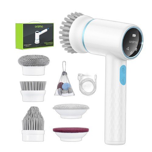 Oraimo UltraCleaner Scrubber 4 OSS-204A Cordless 1.5H Runtime Electric Spin Brush with 5 Replacement Heads