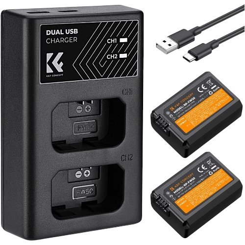 K&F concept NP-FW50 Battery 2  with dual slot charger