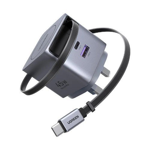 UGREEN Nexode Pro – 45W 2-Port GaN Fast Charger with Retractable Cable  – X614