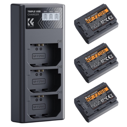 K&F Concept NP-FZ100 Triple Pack (3 Batteries + Triple Charger)